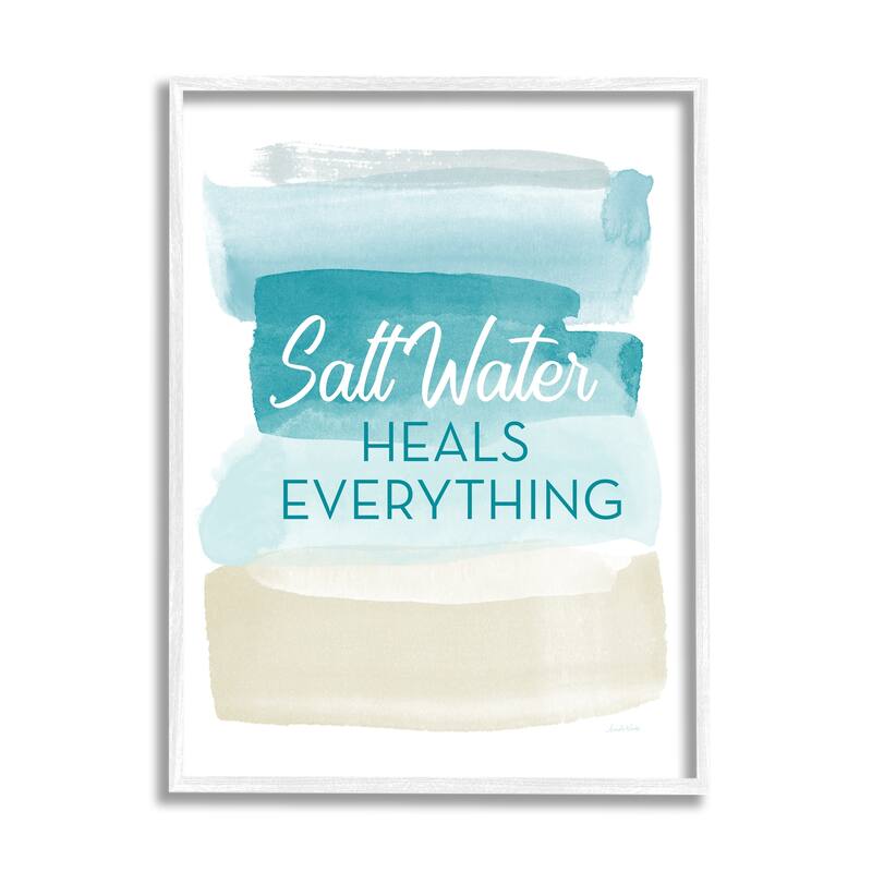 Stupell Salt Water Heals Everything Phrase Soft Beach Ombre Framed Wall Art