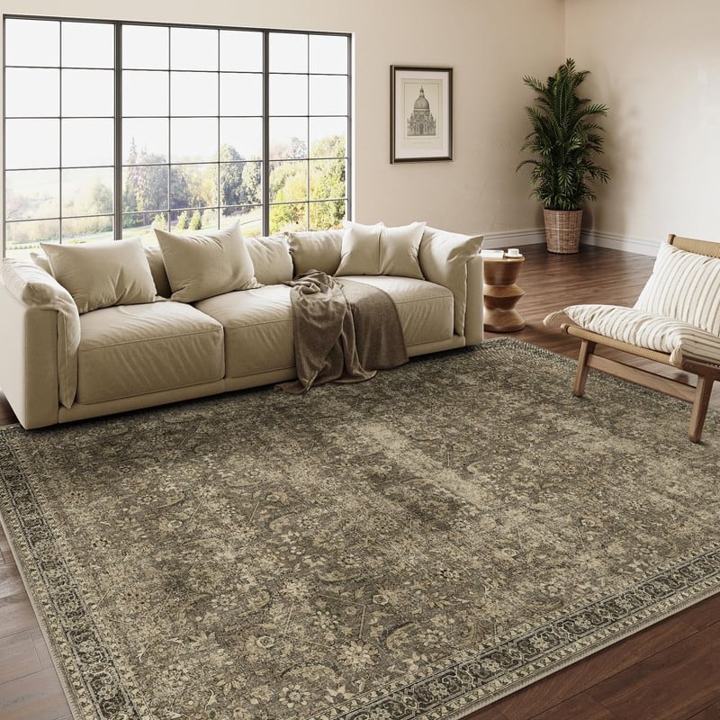 Machine Washable Rugs Brown Hallway Area Rug