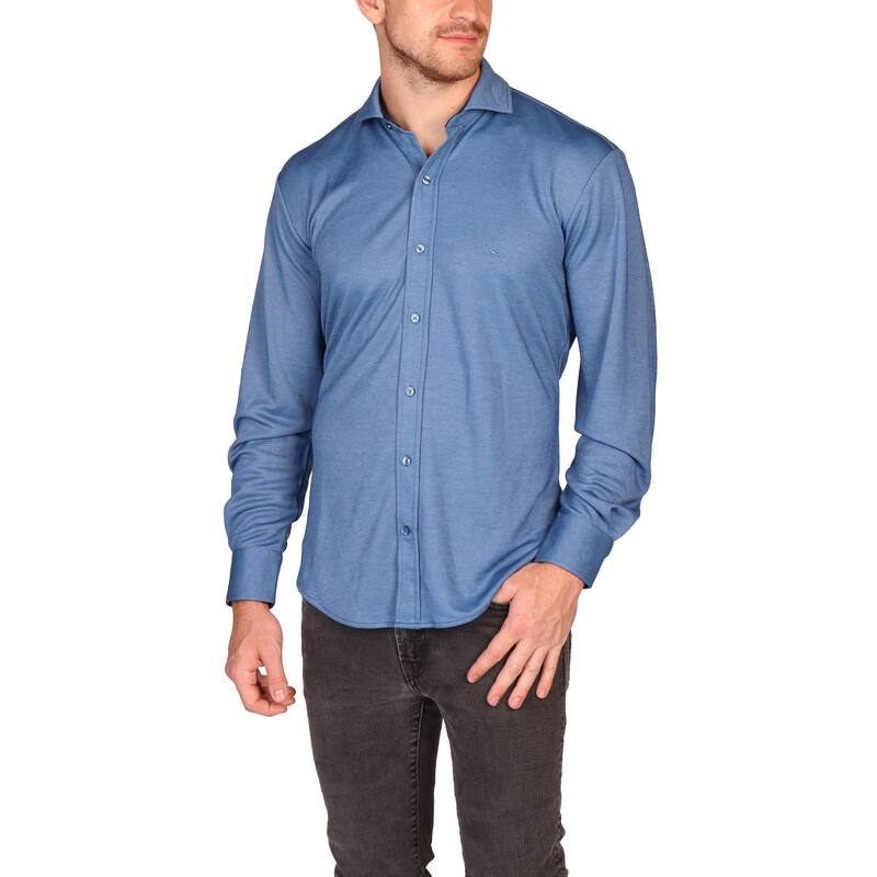 Tailorbyrd Men's Classic Fit Modal Button-Down Shirt - Slate Blue - XL