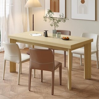63 Inch Rectangular Wooden Dining Table for 6, Indoor Outdoor Kitchen ...