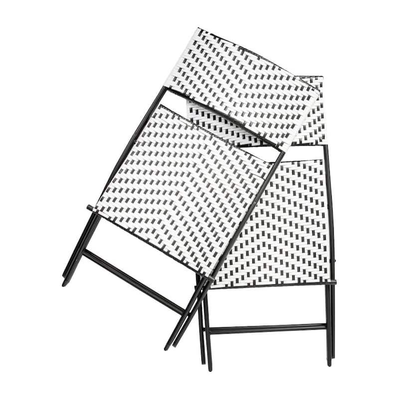 2PC Indoor/Outdoor PE Rattan Folding Bistro Chairs