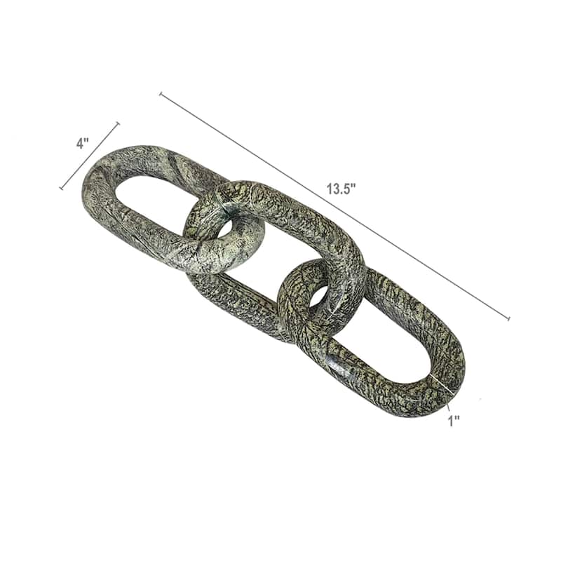 Abstract Three Link Oval Marble Chain - 14" - Green