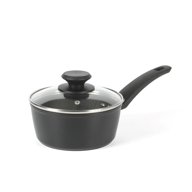 Oster Connelly 7 Piece Aluminum Premium Nonstick Pots and Pans Cookware Set W/ Induction & BakelteStay Cool Handle - Black