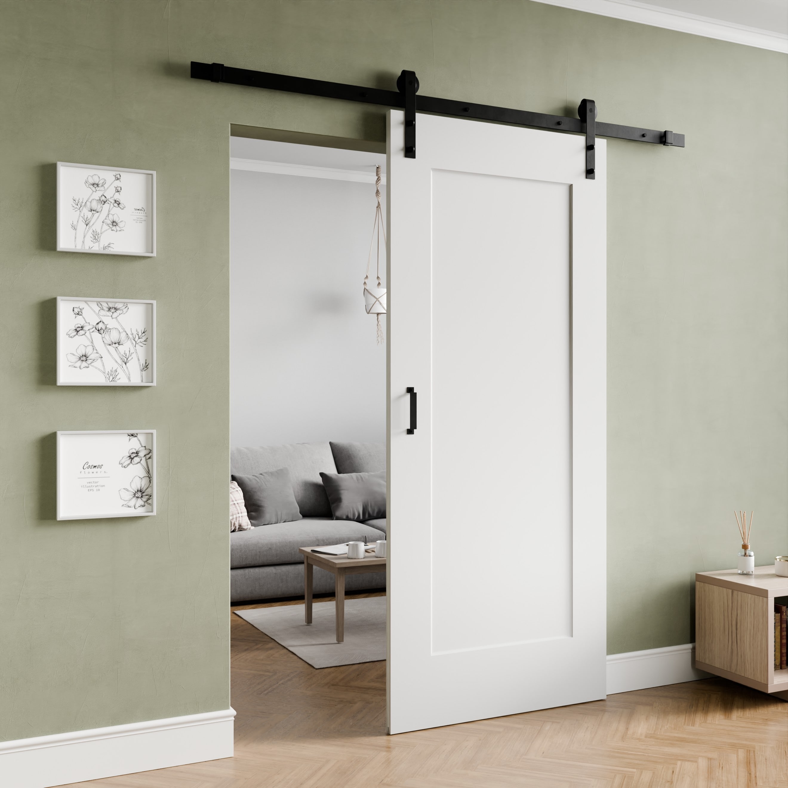 ANZZI 36"x84" 1 Patio Wood Finish Durable Sleek Design Barn Doors with Hardware Kit Included