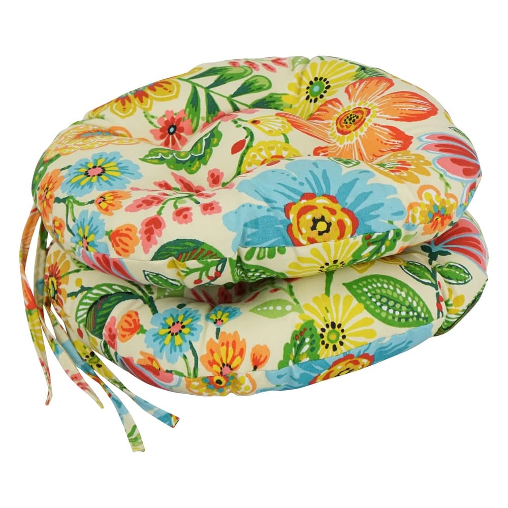16-inch Round Tufted Indoor/Outdoor Chair Cushions (Set of 2) - 16"