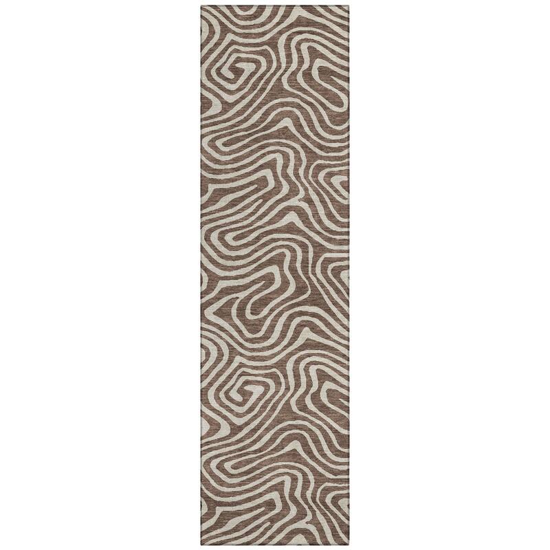 Machine Washable Indoor/ Outdoor Abstract Modern Chantille Rug