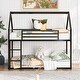 preview thumbnail 1 of 26, Elegant Style and House Metal Bunk Bed with Sturdy Frame, Built-in Ladder and Slide, Twin over Twin Black