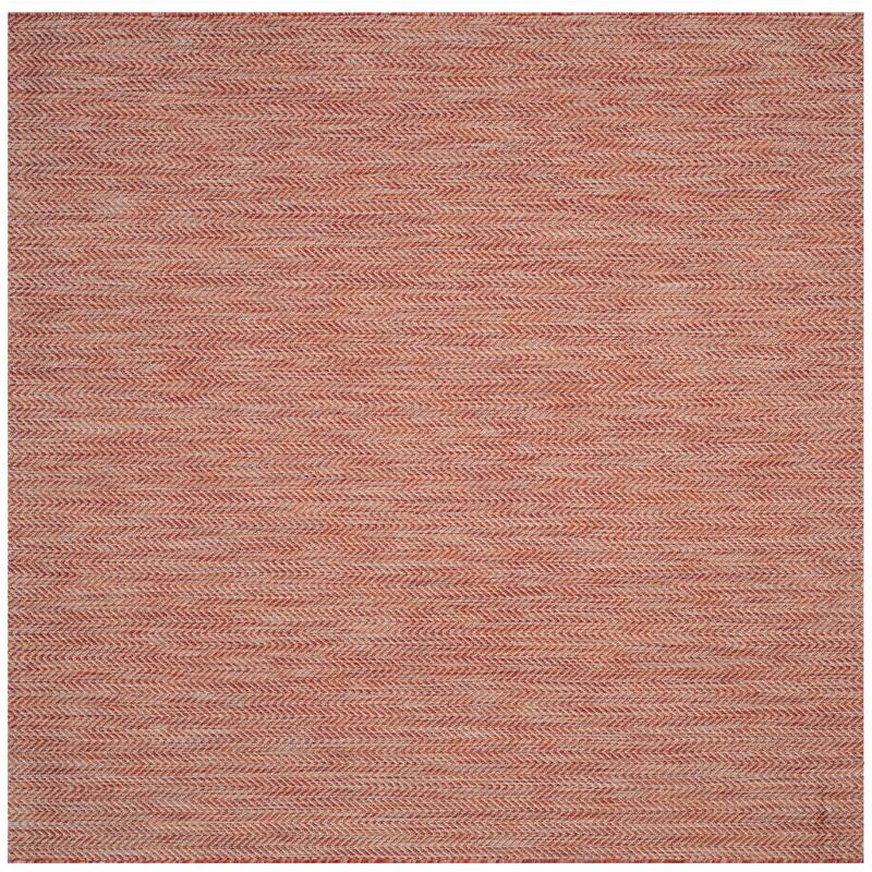 SAFAVIEH Courtyard Ilmur Indoor/ Outdoor Waterproof Patio Backyard Rug - 4' Square - Red/Beige