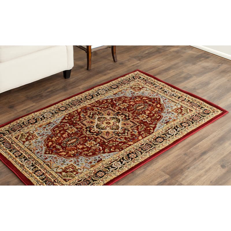 SAFAVIEH Lyndhurst Feryal Traditional Oriental Medallion Rug - 3'3" x 5'3" - Red/Black - Rectangle