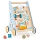 preview thumbnail 4 of 7, Wooden Baby Walker Push and Pull Learning Activity Center with Wheels-Blue - Multi