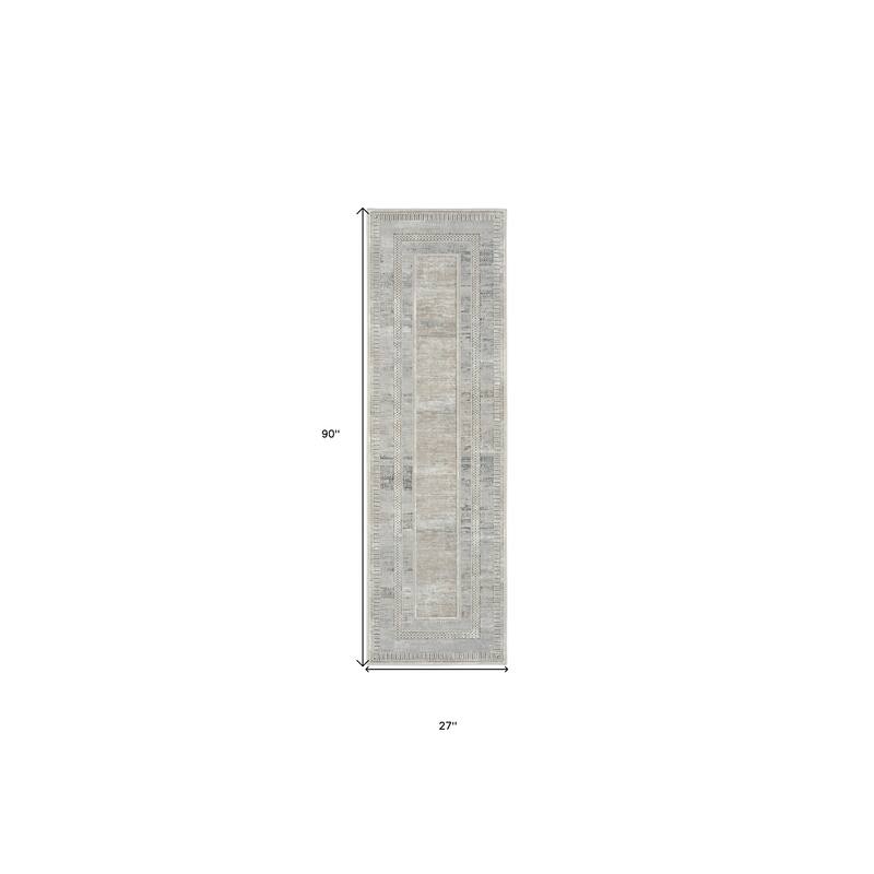 Duruq Power Loomed Geometric Abstract Modern Non Skid Stain Resistant Area Rug By HomeRoots - 90' X '27' X '0.39