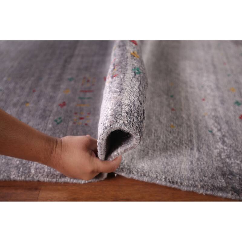 Tribal Gabbeh Indian Square Area Rug Silk Carpet - 7'9" X 8'2"