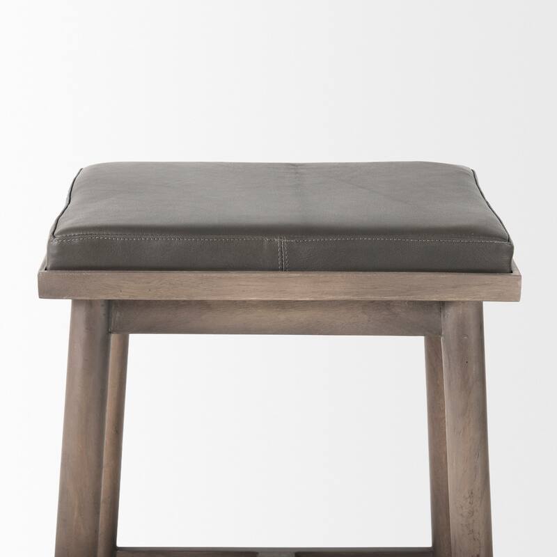 Eliza Leather Seat & Wood Frame Counter/Bar Stool