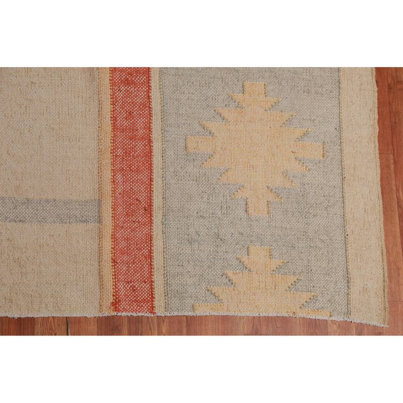 Hand Woven Oriental 100% Jute Carpet Southwestern Modern Beige & Ivories Kilim Area Rug - 13' 3'' X 10' 8''