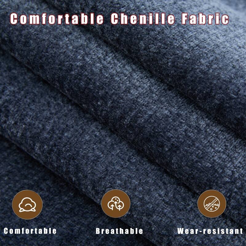 U-Shaped Chenille Modular Sofa with Bluetooth Speakers, Wireless Charging, Storage Console, 2 Cup Holders & Movable Ottoman