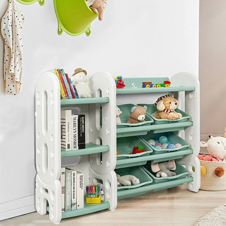 Kids Toy Storage Organizer with Bins and Multi-Layer Shelf for Bedroom Playroom - 44" x 14" x 36"(L x W x H)