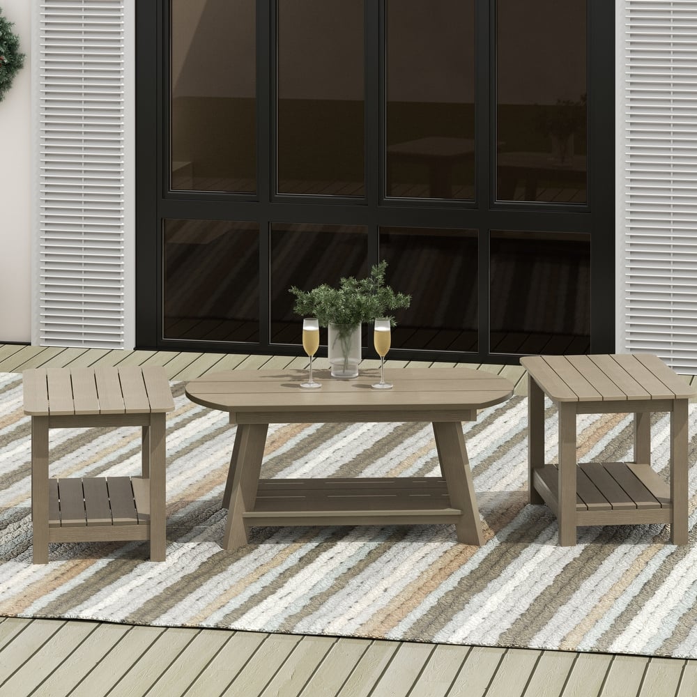 Vineyard HIPS Outdoor Eco-Friendly Coffee Table and Side Tables (3-Piece Set)