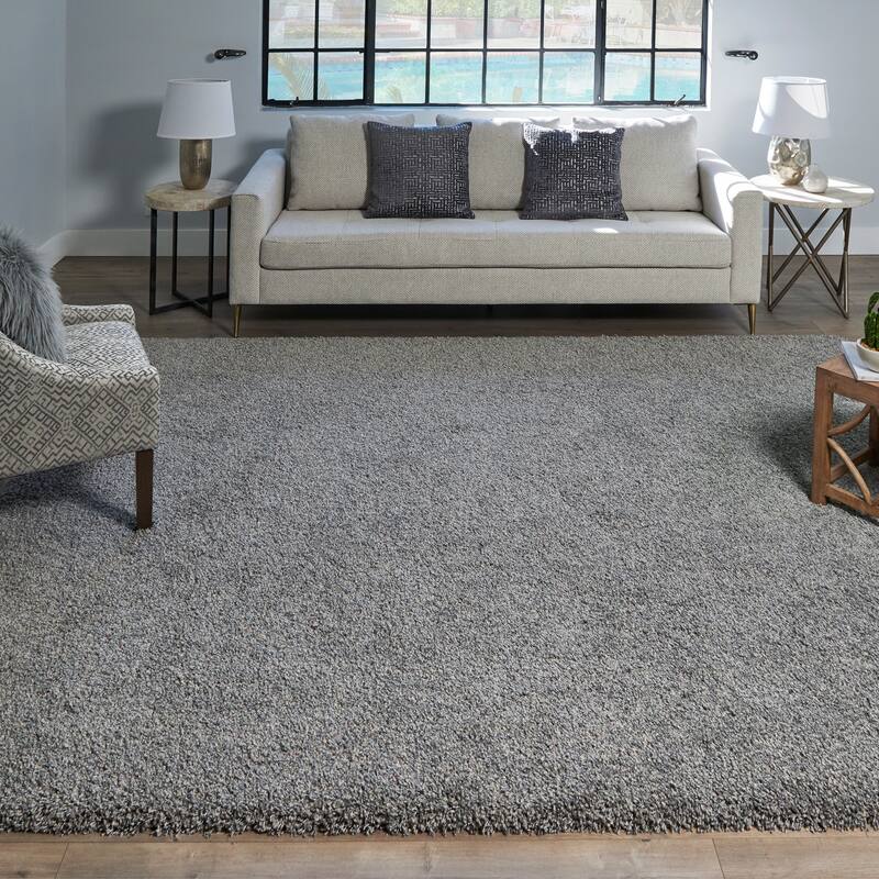 Gertmenian Ultimate Solid Smoke Grey Plush Shag Area Rug