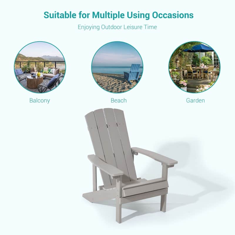 Bonosuki Patio Faux Wood Adirondack Chair Weather Resistant-Set of 2