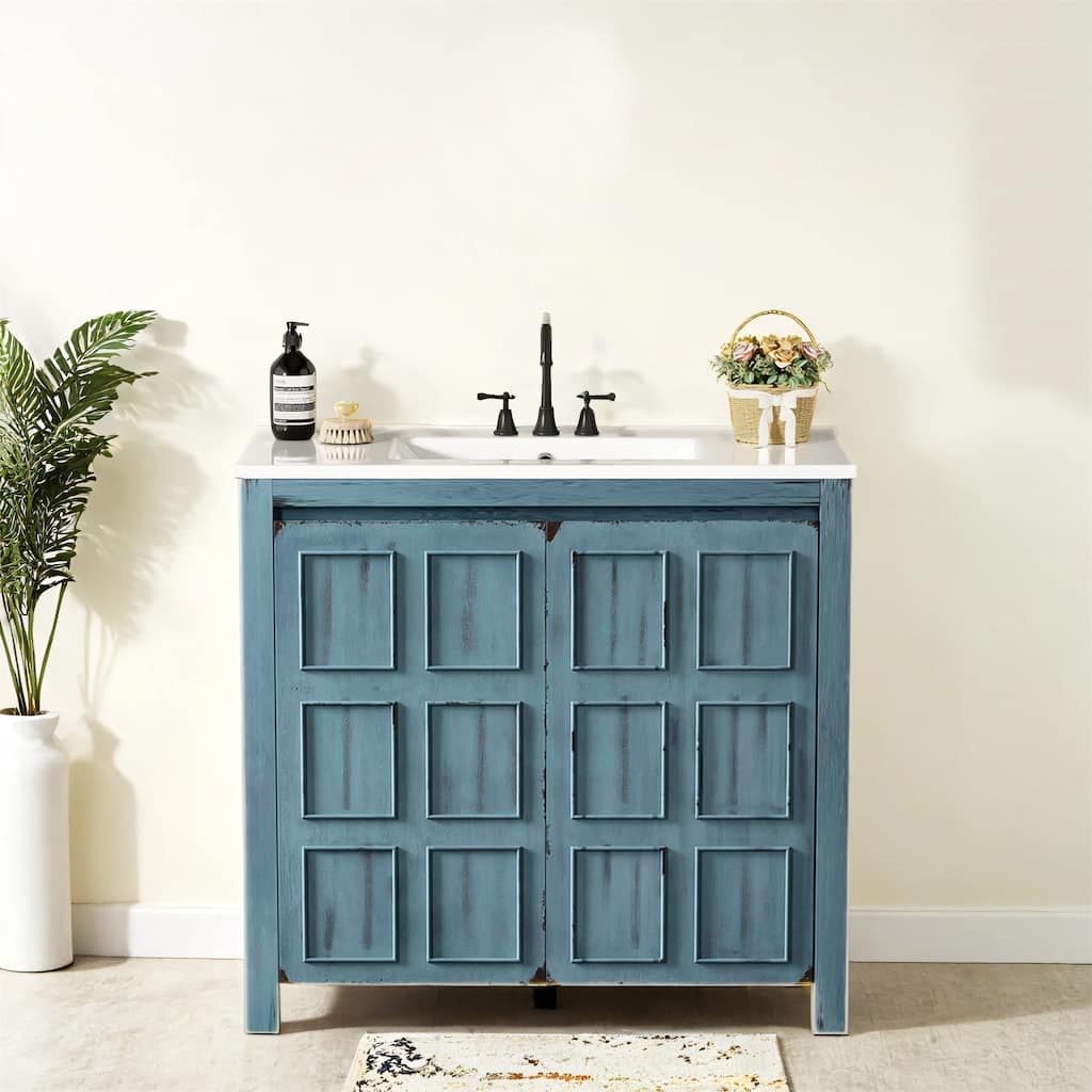 36 " Bathroom Vanity Organizer with Ceramic Sink
