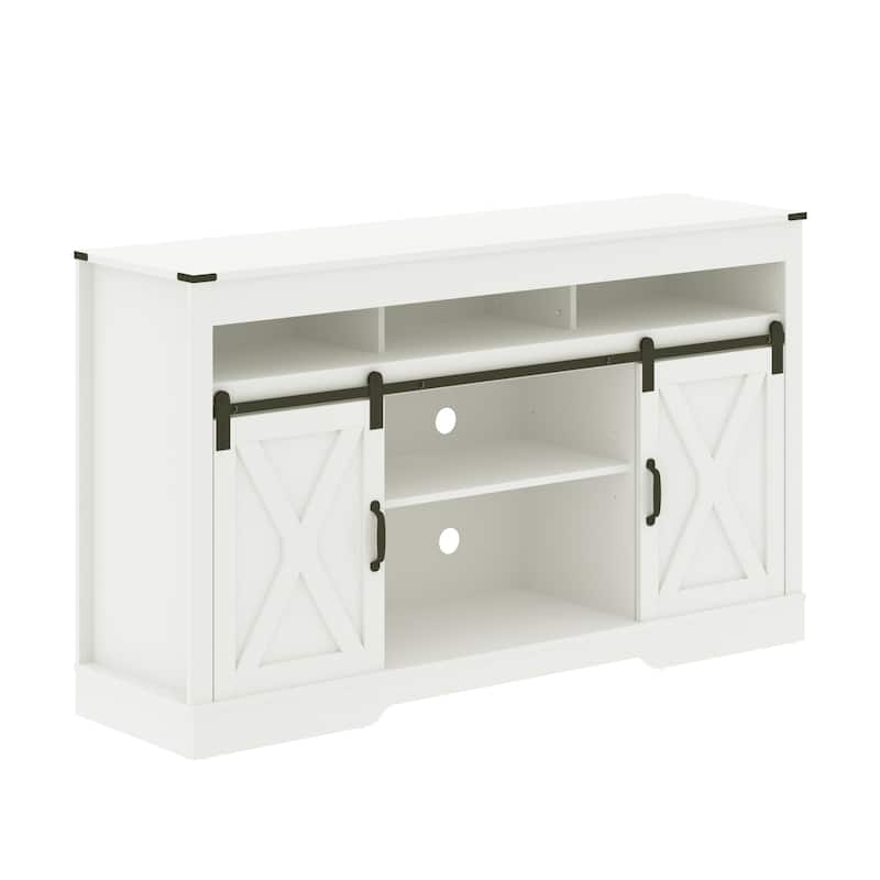 Farmhouse TV Stand for 65 inch TV with Sliding Barn Doors