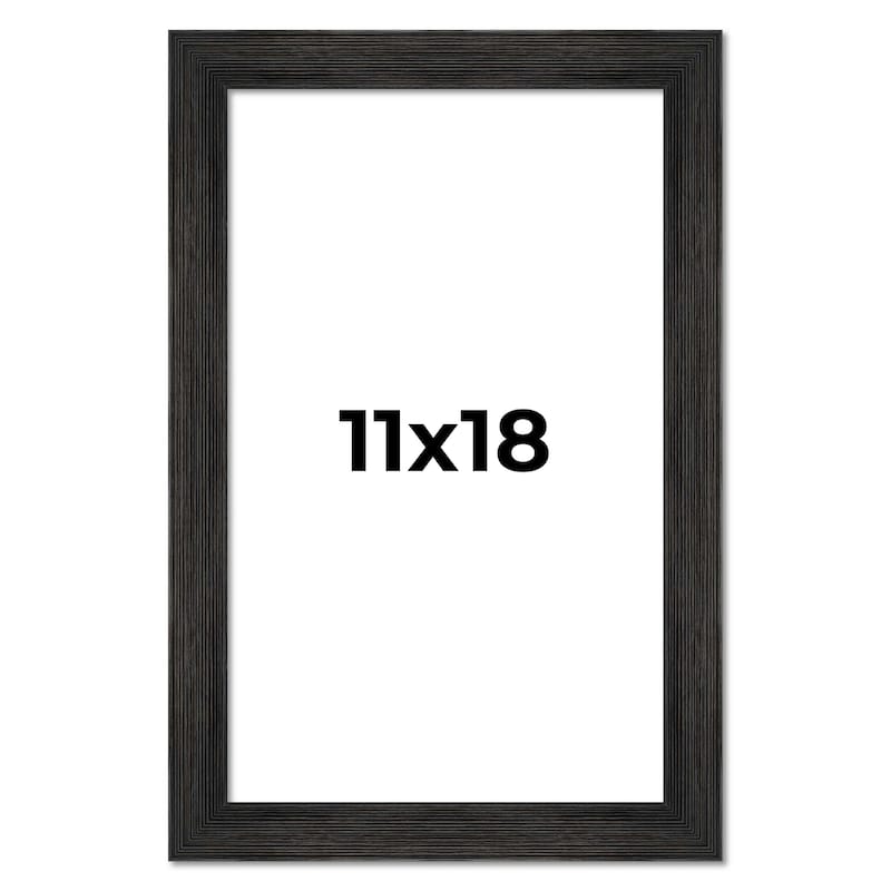 11x18 Black Rustic Wide Barnwood Picture Frame - UV Acrylic, Foam Board Backing, Hanging Hardware - Holds 11x18 Photo