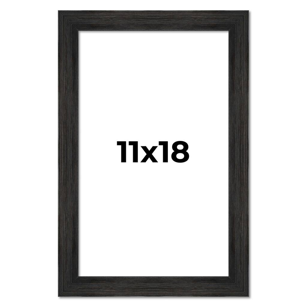 11x18 Black Rustic Wide Barnwood Picture Frame - UV Acrylic, Foam Board Backing, Hanging Hardware