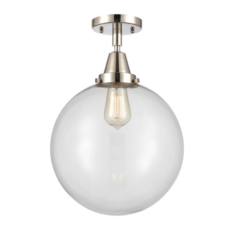 Innovations Lighting Caden Beacon - 1 Light 12" Flush Mount - Clear/Polished Nickel
