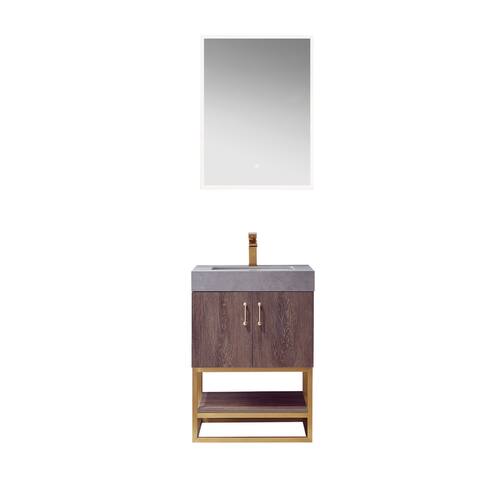 Alistair 24" Vanity with Grey Sintered Stone Countertop and Mirror