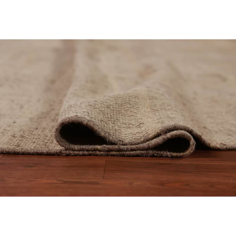 Earth Tone Brown Jute Kilim Oriental Area Rug Flatweave Jute Carpet - 9'9" x 11'4"