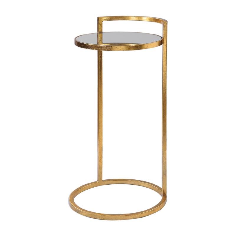 30" gold elegant accent table with a mirrored top