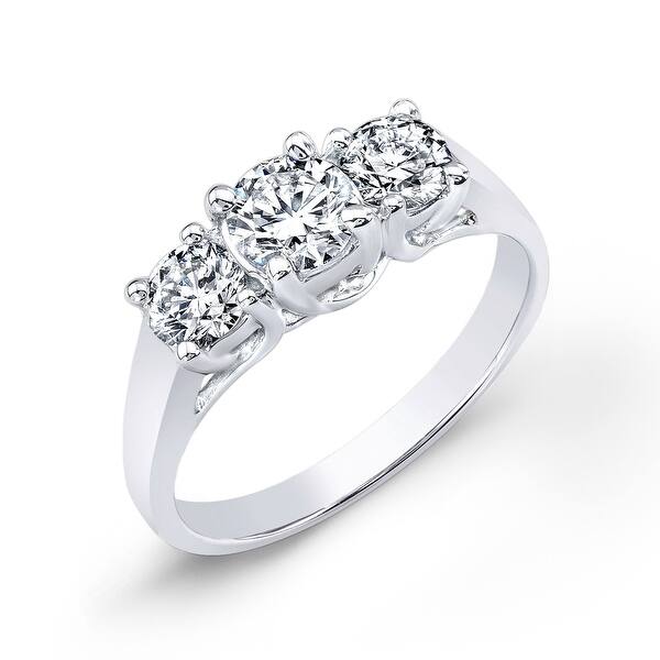 0.50CT 14K White Gold 3-Stone Princess Cut Cubic Zirconia Engagement Ring 5mm 0.50CT 14K White Gold 3-Stone Princess Cut Cubic Zirconia Engagement Ring 5mm