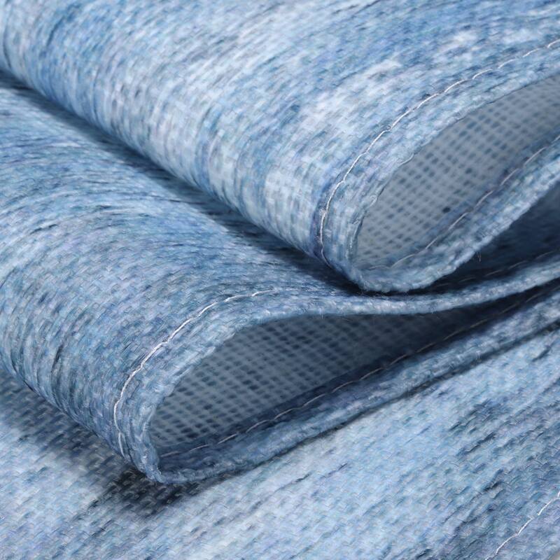 Table Runner 72" x 13", Blue Modern Art Burlap Table Runners, Blue & Black - Blue & Black