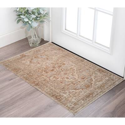 HomeRoots Floral Medallion Traditional Rectangle Area Rug