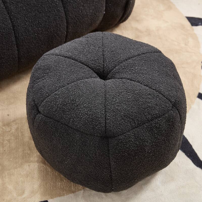 Extra-Large Chenille Bean Bag Chair with Footstool, Comfy Bean Bag Sofa for Adults, High Resilient Foam Square Lazy Sofa