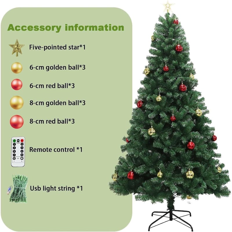 Artificial Christmas Tree, Hinged Artificial Pine, with Remote Control