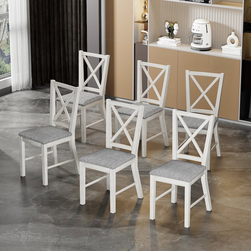 Javlergo Farmhouse Dining Chairs Set of 2/4/6, Kitchen Chairs with Square Back, 100% Solid Wood Legs Side Chairs