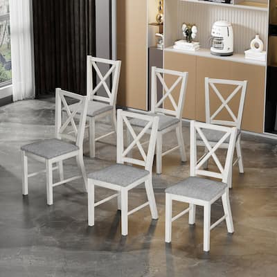 Javlergo Farmhouse Dining Chairs Set of 2/4/6, Kitchen Chairs with Square Back, 100% Solid Wood Legs Side Chairs