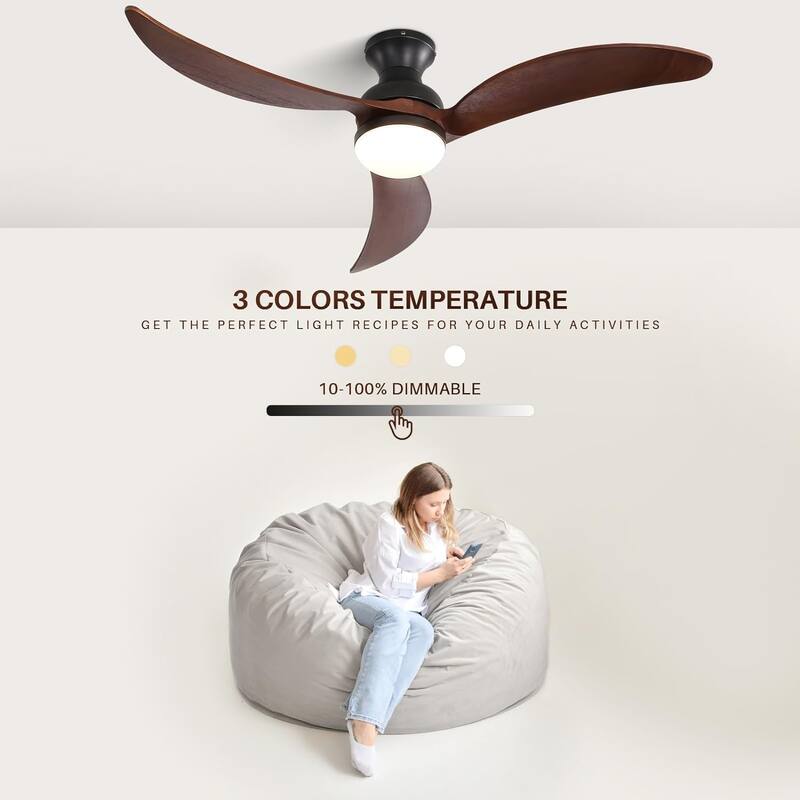 Modern Ceiling Fan With Light Smart Life APP Remote Control Timer For Alexa Google Bedroom Farmhouse