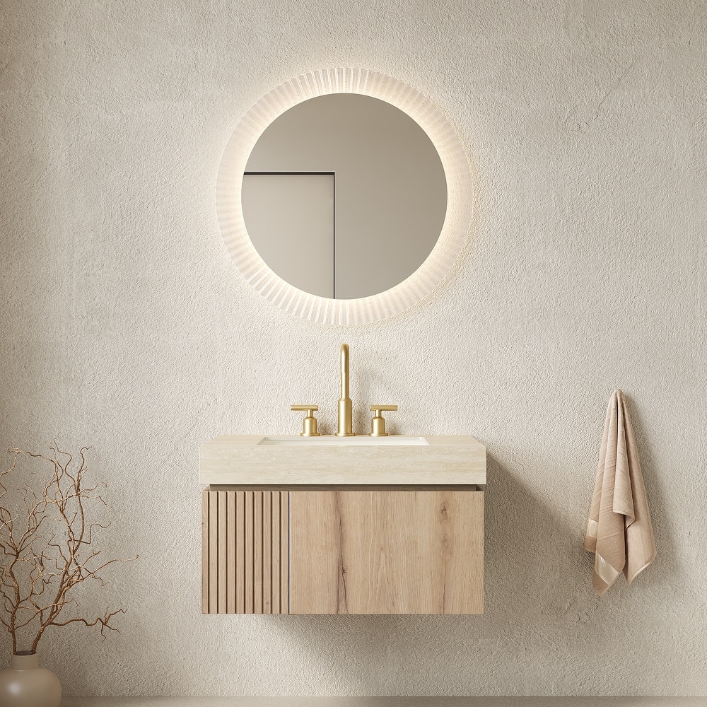 Floating Bathroom Vanity with Undermount Ceramic Basin with 3 Pre-drilled Faucet Holes