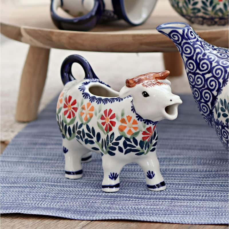Blue Rose Polish Pottery D081 Manufaktura Cow Creamer