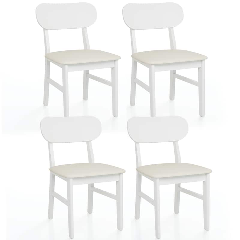 Rubber Wood Dining Chairs Set of 4 - White
