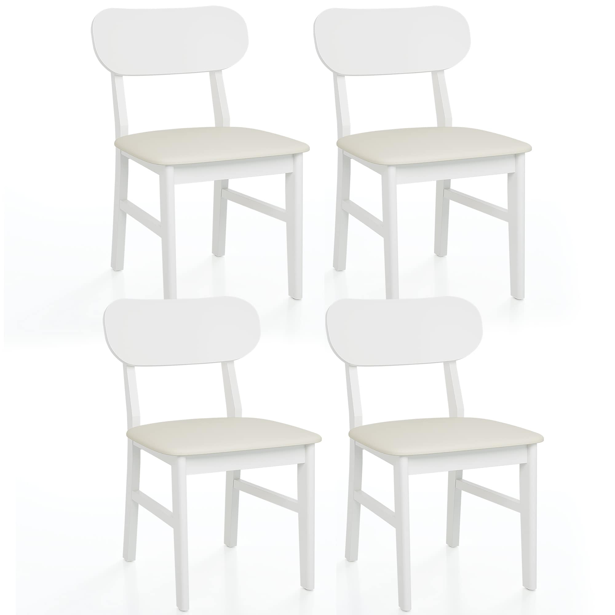 Rubber Wood Dining Chairs Set of 4