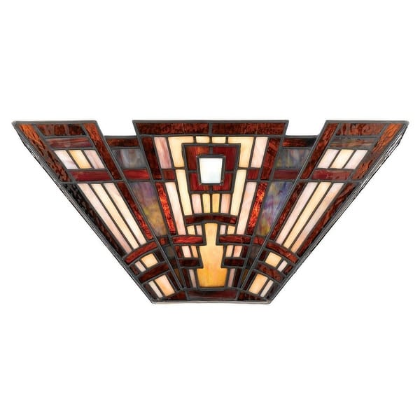 slide 2 of 2, Classic Craftsman 2-Light Wall Sconce in Valiant Bronze Tiffany
