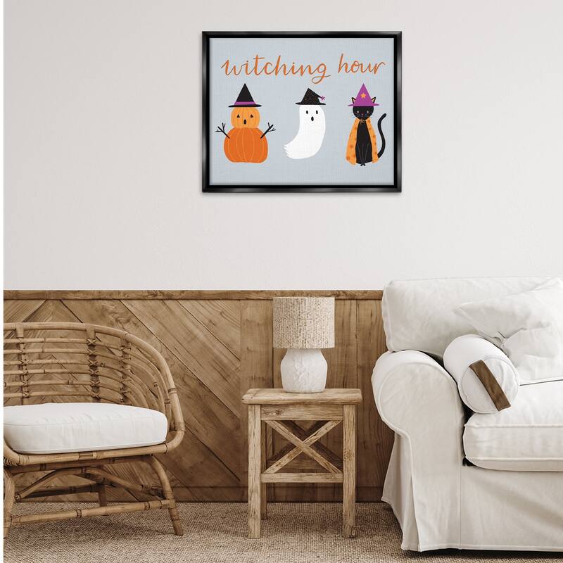 Stupell Cute Halloween Witching Hour Framed Floater Canvas Wall Art Design By Sazerelli Designs