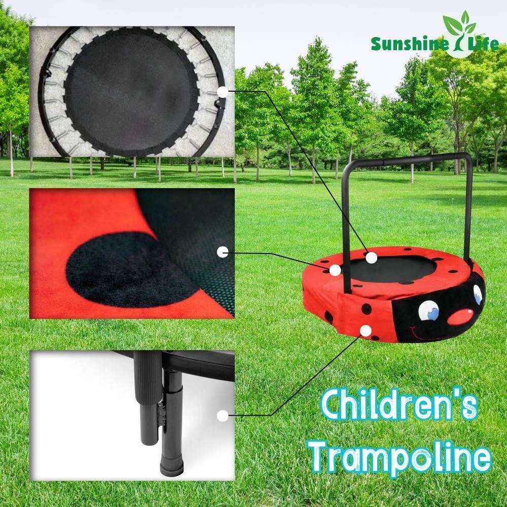 Red Assembled Foldable Outdoor Children's Trampoline for Age 37 Bed