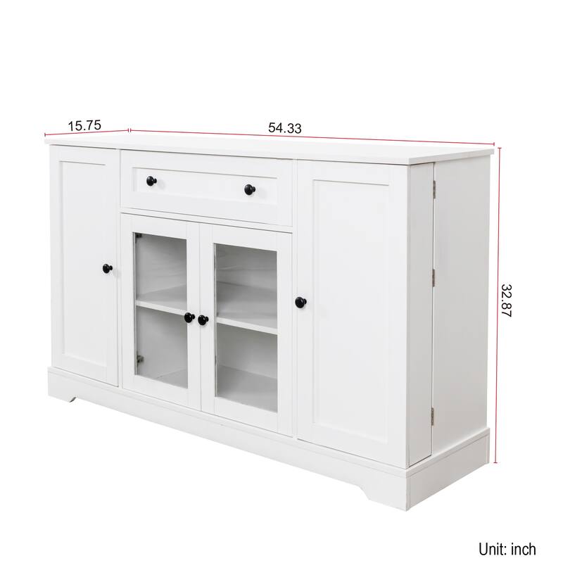 Modern Buffet Storage Cabinet with Drawer, Doors and Adjustable Shelf for Kitchen and Dining Room.