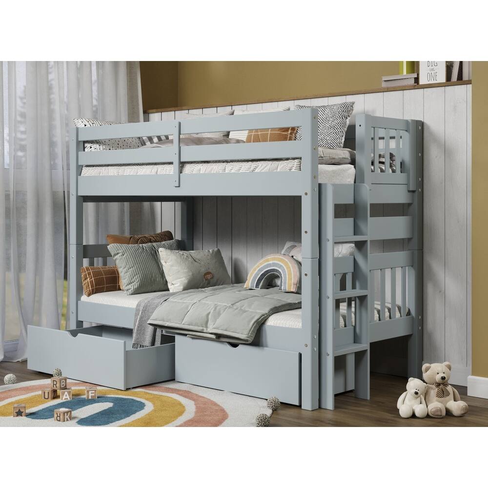 Taylor & Olive Trillium Twin over Twin Bunk Bed with Ladder, 2 Drawers