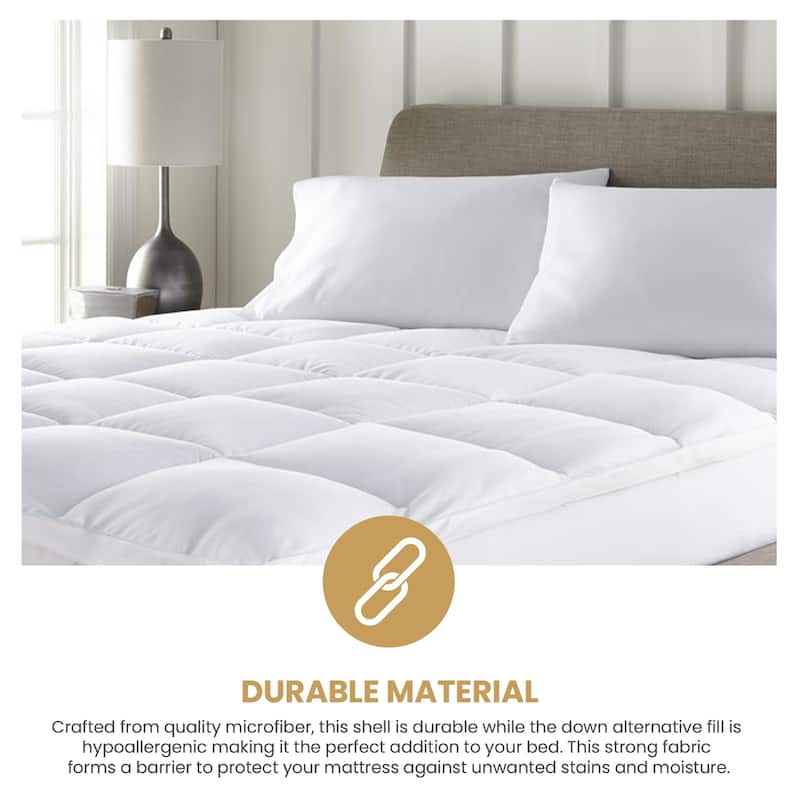 Superior Brushed Microfiber Down Alternative Mattress Topper, 2 Inch - White