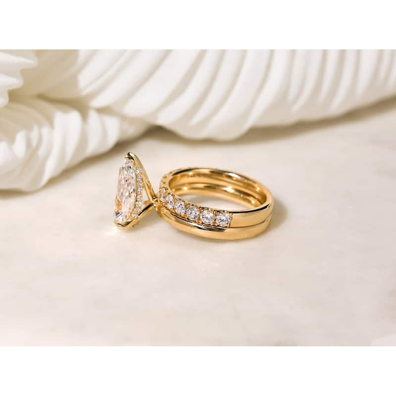 Kobelli 4.13 Carats Diamond 14k Solid Gold Pear Brilliant Drape Halo Engagement Ring (EF/VS, Certified)